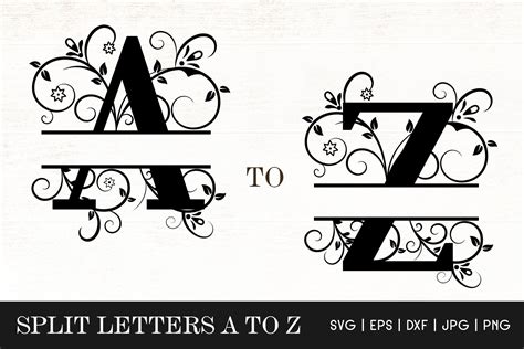 Floral Split Letters Monogram Svg Alphabets Split Monogram