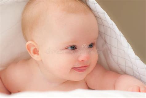 Baby Under A White Blanket Stock Image Image Of Child 44045515