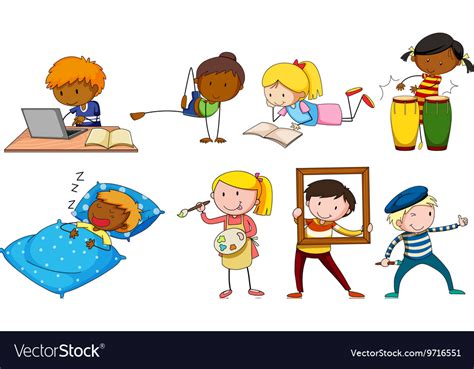 People Doing Different Activities Royalty Free Vector Image