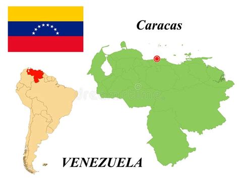 Mapa De Bandera Capital De Venezuela Ilustración Del Vector