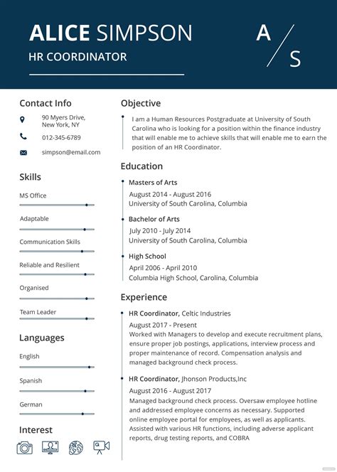 Simple resume format in word. Free HR Resume Format in PSD, MS Word, Publisher ...