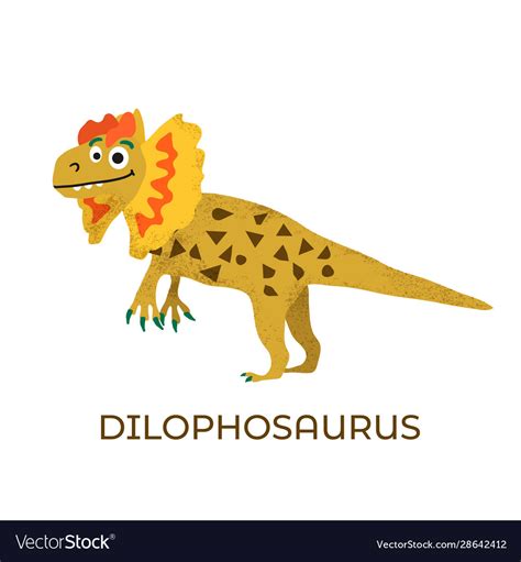 Cute Dinosaur Dilophosaurus Cartoon Drawn For Tee Vector Image