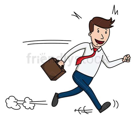 Happy Businessman Walking Fast Cartoon Vector Clipart - FriendlyStock