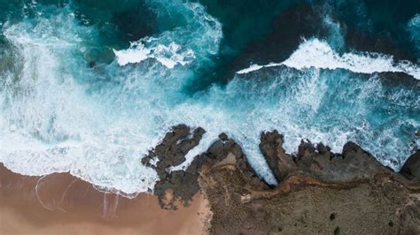 Download 1920x1080 Beach Ocean Waves Coast Rocks Wallpapers For