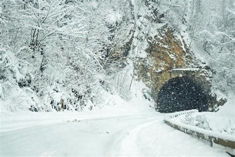 Winter Landscape With A Road And A Tunnel Stock Image Image Of