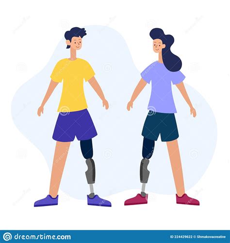Vector Illustration Of People With Disabilities In A Cartoon Style A Disabled Person With A