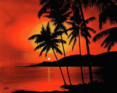 Hawaiian Sunset Painting Hawaiian Sunset Fine Art Print Painting