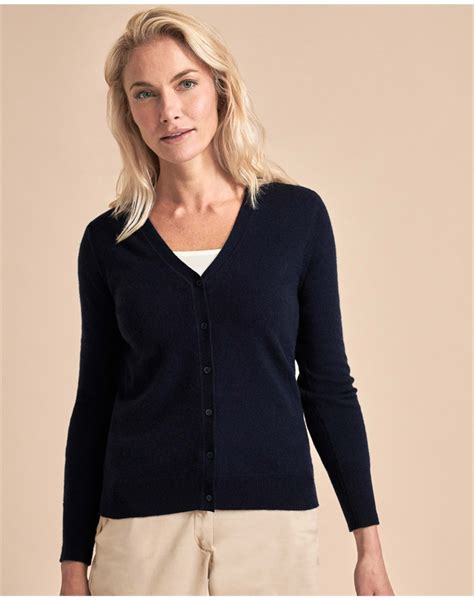 Navy Cashmere V Neck Cardigan Pure Collection