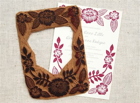 lauren arman s floral block printed wedding invitations