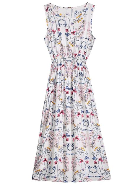 42 Off Sleeveless Floral Printed Mid Calf Dress Rosegal