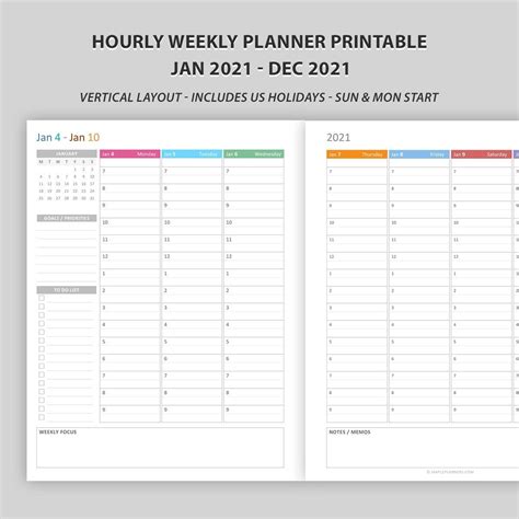 Universal Hourly Printable Schedule Calendars 2021 Get Your Calendar