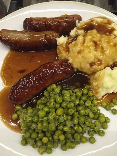 32 i was surprised when/until i saw mr adams on television. Perfect supper for a rainy night. Love a school-dinners arrangement #SausageMashPeasGravy (With ...