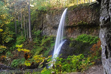 Papeis De Parede Eua Parque Queda De água Silver Falls State Park Rocha