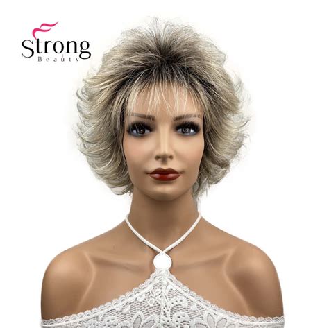 Perruques synthétiques pour femmes perruques superposées courtes lisses coupe Pixie blondes