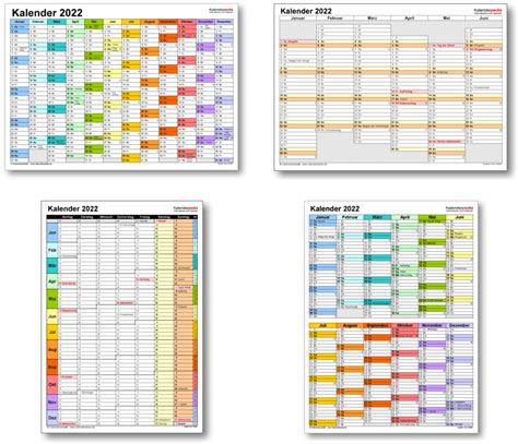 Kalender 2022 Mit Excelpdfword Vorlagen Feiertagen Ferien Kw