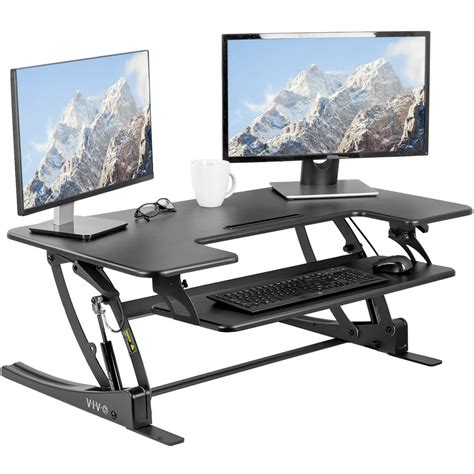 Vivo Black Height Adjustable Extra Wide 42 Stand Up Desk Converter