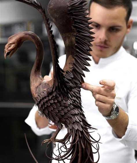 Chocolatier And Pastry Chef Amaury Guichon Making A Chocolate Sculpture