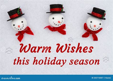 Warm Wishes This Holiday Season Greeting With Christmas Snowmen With