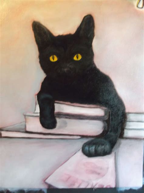 Black Cat Art Oil Painting Of The Black Cat Dream Driven Art