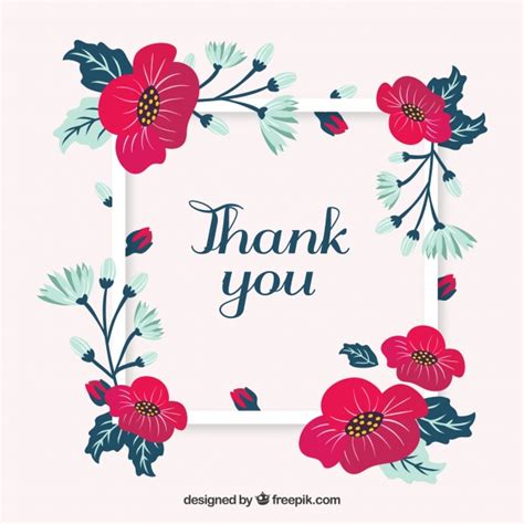 Make your own floral thank you card. Free Vector | Thank you card with flowers