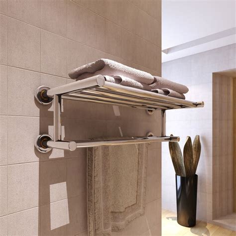 Stainless Steel Towel Rack With Shelf Complete Storage Solutions