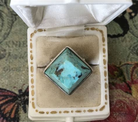 Dtr Turquoise Sterling Silver Jay King Mine Finds Ring Ebay