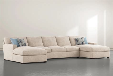 Mercer Foam Iv 3 Piece Sectional With Double Chaise Living Spaces