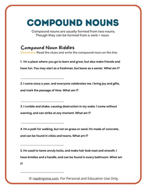 Compound Noun Worksheets Definition And Examples Readingvine
