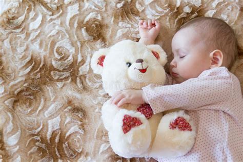 Baby Sleeping With Teddy Bear Stock Image Image Of Person Sleep