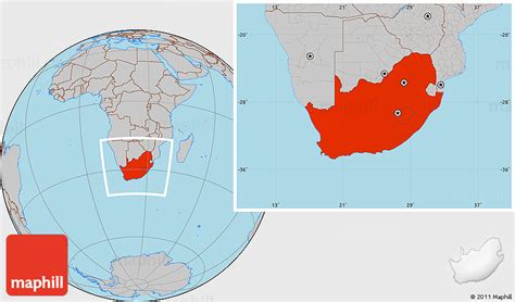 Gray Location Map Of South Africa