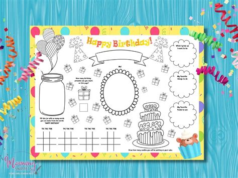 Free Printable Happy Birthday Placemats For Kids With Coloring