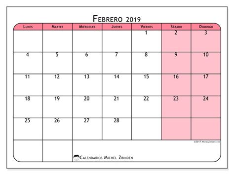 Calendarios Febrero 2019 Ld Michel Zbinden Es