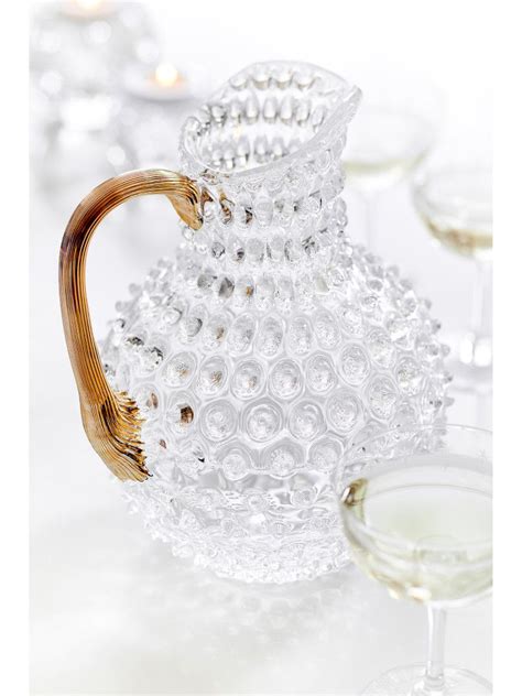 Clear Bobble Jug With Gold Handle