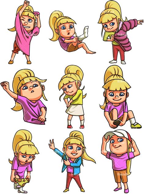 Little Girl Getting Dressed Cartoon Vector Clipart Friendlystock