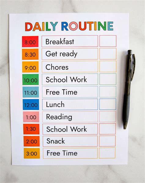 Free Printable Daily Routine Template