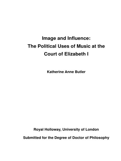 Butler The Political Uses Of Music At The Court Of Elizabeth I Pdf