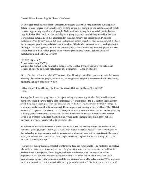 Contoh pidato bahasa inggris 2