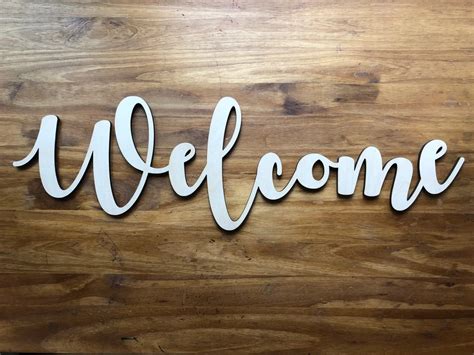 Welcome Wood Word Cut Out3d Wood Signwelcome Laser Cut Letters