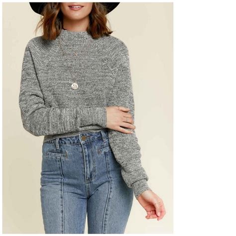 Free People Too Good Mockneck Tweed Gray Sweater Listed By Katelyn Sweaters Grey Sweater