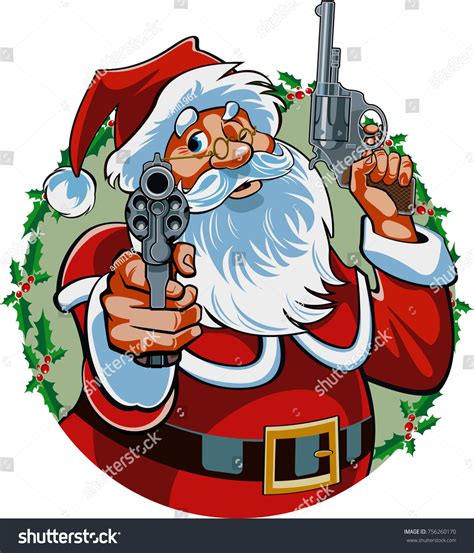 Santa Claus Pointing Gun Stock Vector Royalty Free 756260170