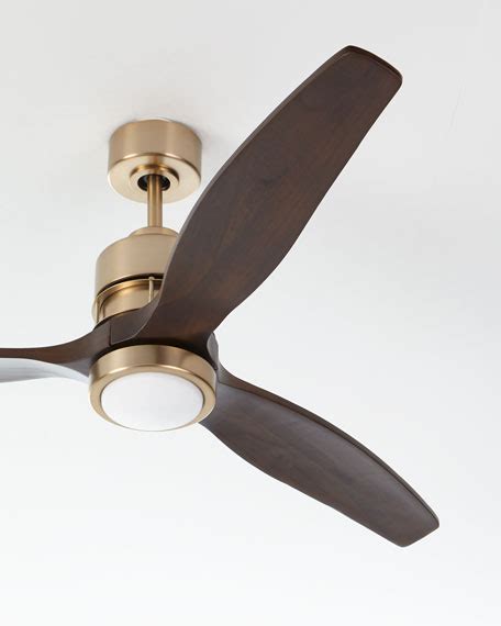 Integrated led indoor natural brass downrod mount ceiling fan with light kit. Sonnet Satin Brass Ceiling Fan with Walnut Blades, 52"