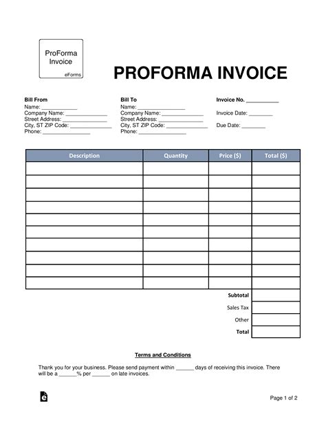Editable Proforma Invoice