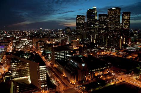 Downtown Los Angeles At Night Photograph By Mitch Diamond