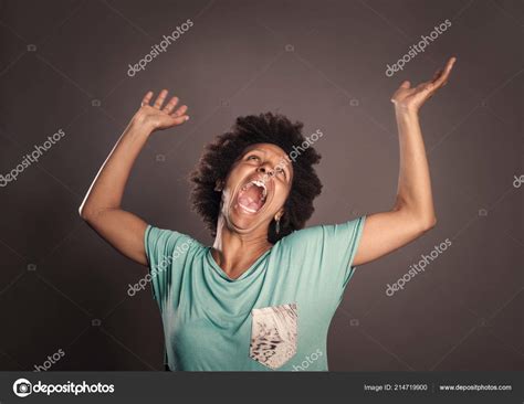 Black Woman Screaming Gray Background Stock Photo By ©xavigm99 214719900