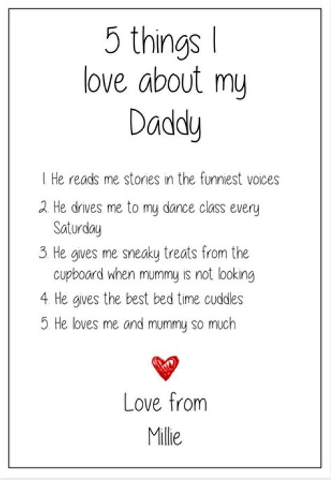 I Love Daddy Print Reasons I Love Daddy Print For Daddy Etsy