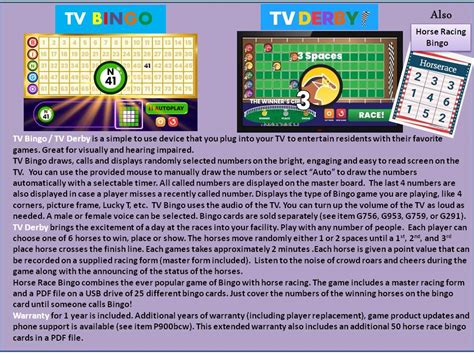 Sea Bay Game Company P900bc Tv Bingo Tv Horse Racing 1 Yr License