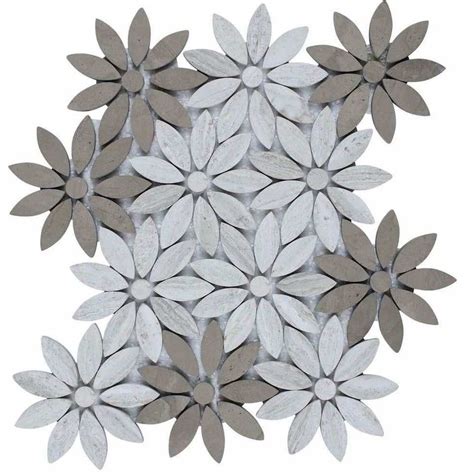 Flower Pattern Polished Grey And White Marble Mosaic China Marble
