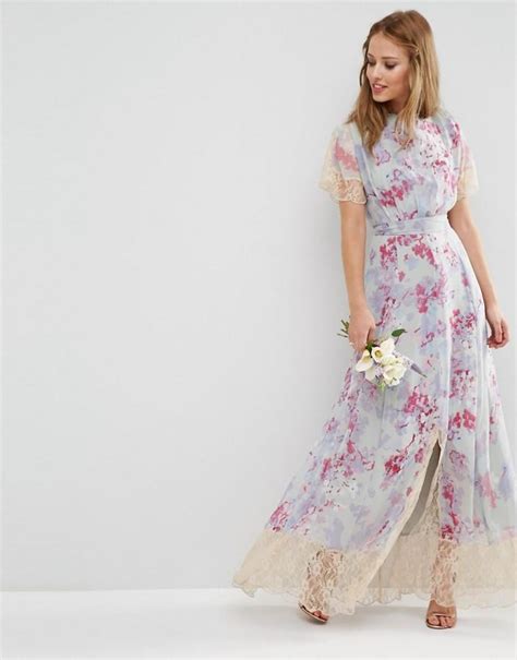 Asos Wedding Maxi Dress With Lace Detail In Print 2695148 Weddbook