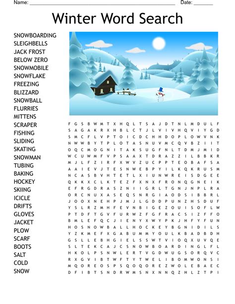 Winter Word Search Printable Pdf