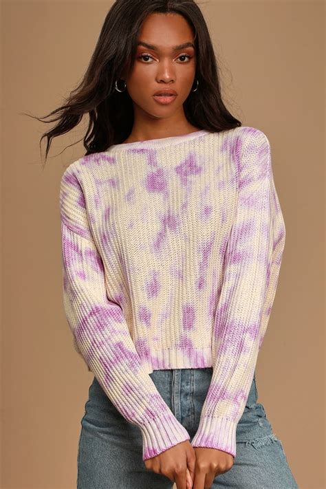 Cute Tie Dye Sweater Purple Tie Dye Sweater Pullover Sweater Lulus